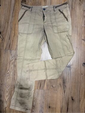 Anthropologie HEI Tan Pinstripe Utility Trousers